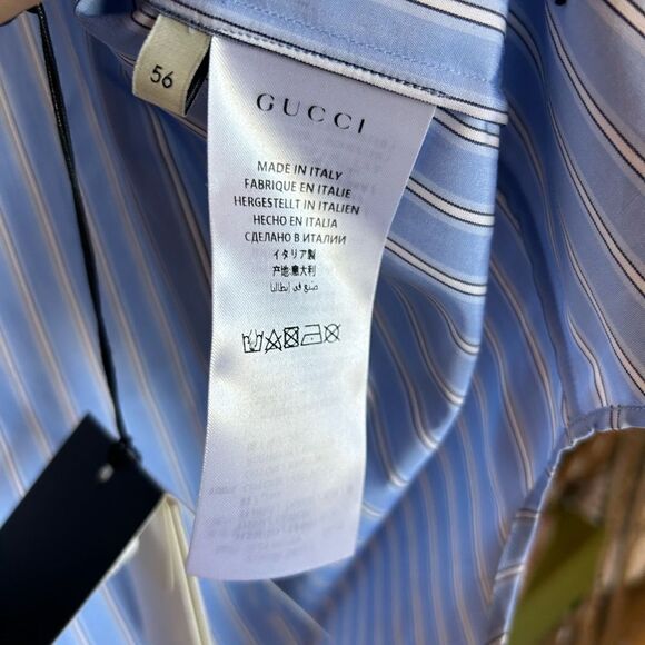 Men’s Gucci, blue stripe button up cotton shirt, size 56 made in Italy - Picture 8 of 8